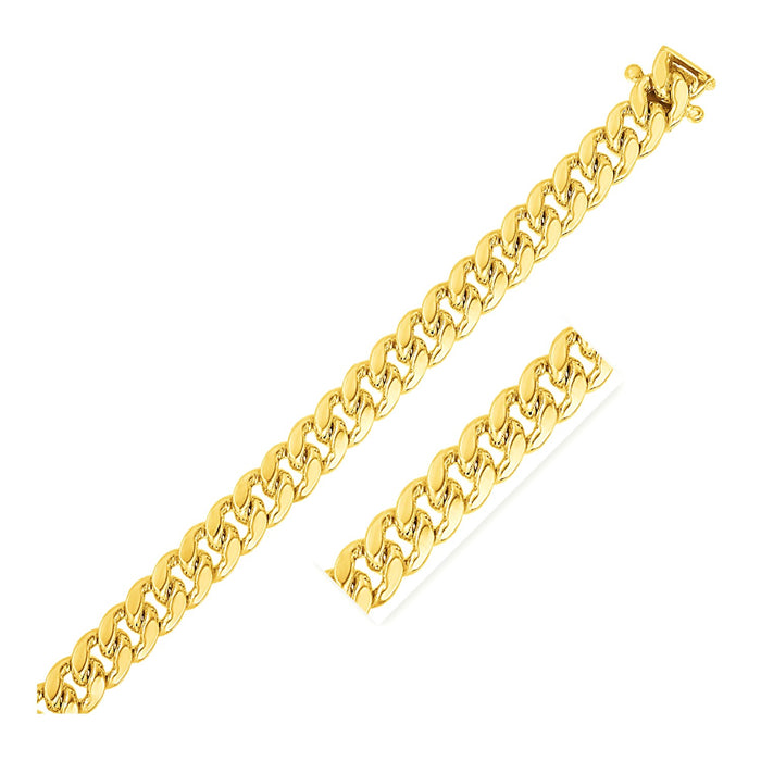 9.25mm 14k Yellow Gold Classic Miami Cuban Chain.