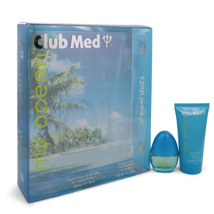Club Med My Ocean by Coty Gift Set -- .33 oz Mini EDT Spray +1.85 oz Body Lotion for Women