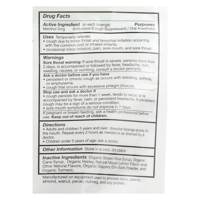 Quantum Research Organic Cough Relief Lozenges -Meyer Lemon & Honey - 18 Count