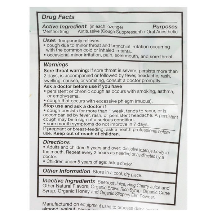 Quantum Research Organic Cough Relief Lozenges -Bing Cherry - 18 Count