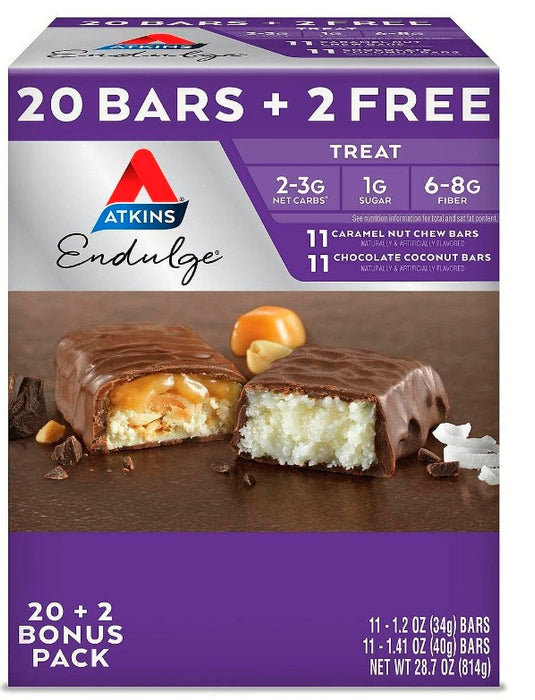 Atkins Endulge Treat Variety Pack (20 + 2 Bonus Bars)