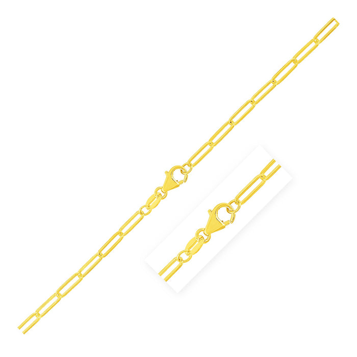 14K Yellow Gold Paperclip Bracelet (2.5mm).