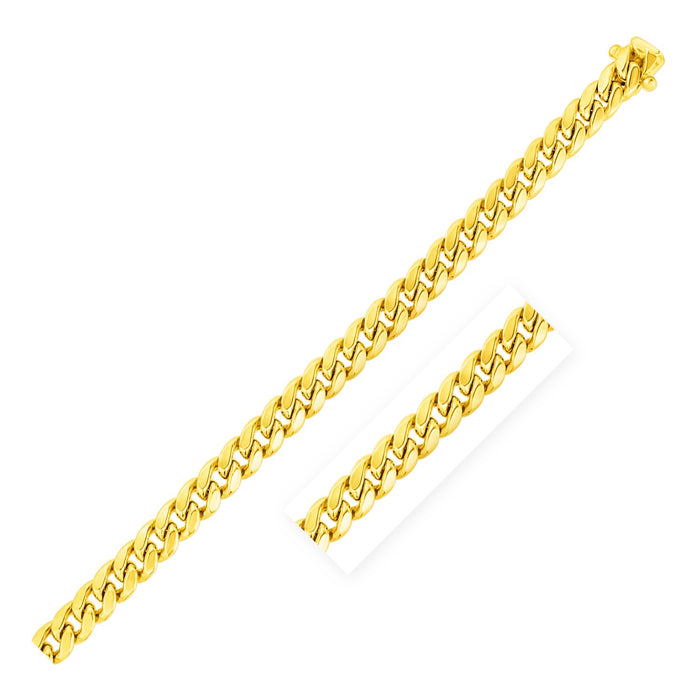 6.9mm 14k Yellow Gold Semi Solid Miami Cuban Chain.