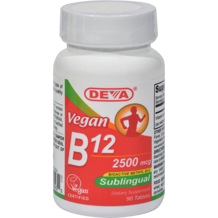 Deva Vegan Vitamins - Sublingual B-12 2500mcg - 90 Tablets.