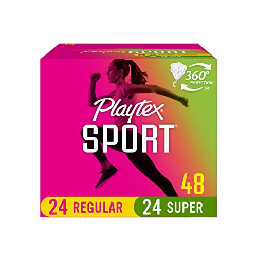 Playtex Sport Tampons Multipack (48ct) - Regular and Super Absorbency, Fragrance-Free