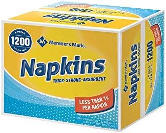 Member's Mark 1-Ply Everyday Napkins, 11.4" x 12.5" (4 pk., 300 ct. per pack, 1200 ct. total)