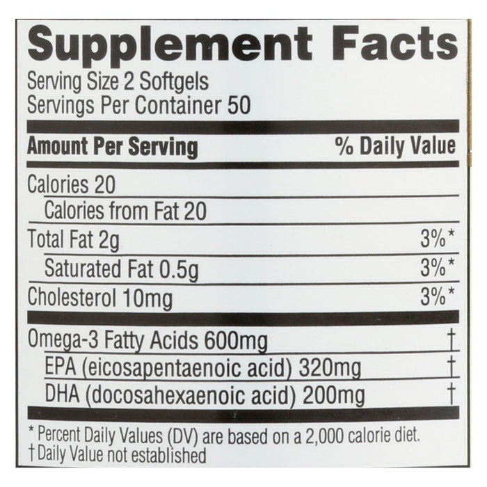 Spectrum Essentials Omega-3 Fish Oil Dietary Supplement  - 1 Each - 100 Cap.