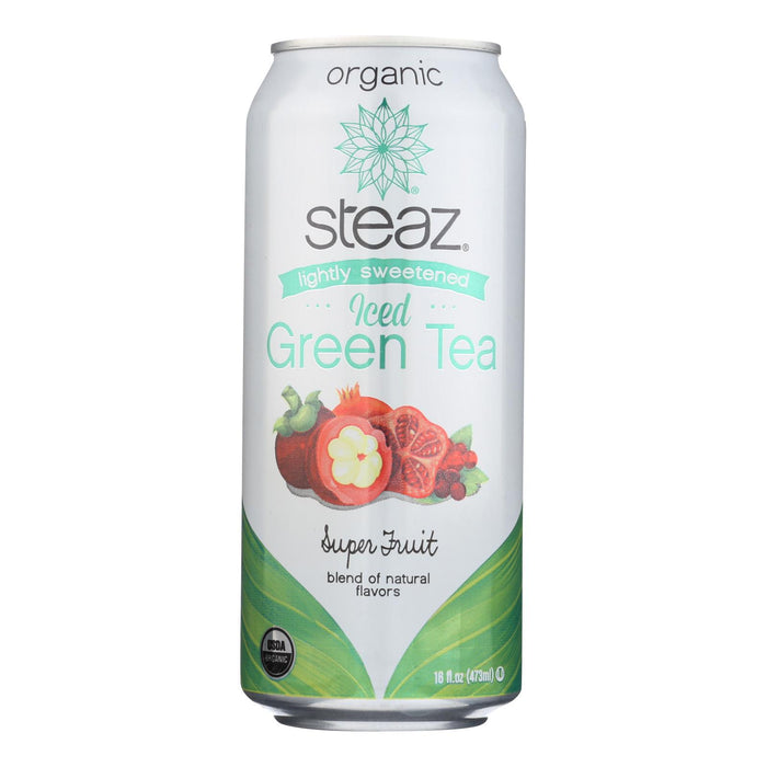Steaz Lightly Sweetened Green Tea - Super Fruit - Case Of 12 - 16 Fl Oz.