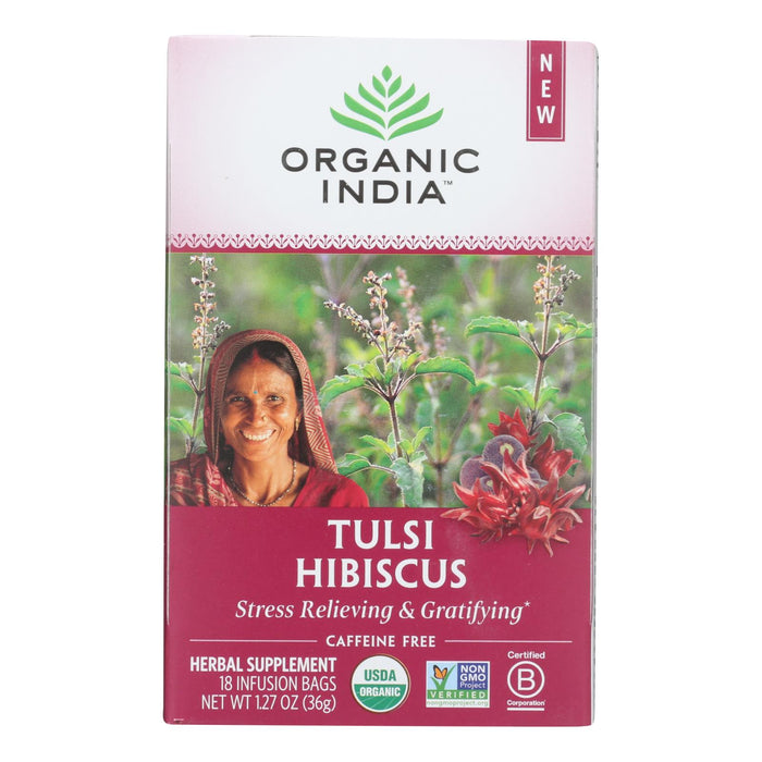 Organic India - Tulsi Hibiscus - Case Of 6 - 18 Ct
