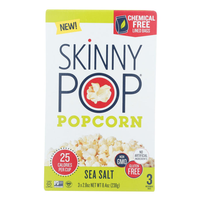 Skinnypop Popcorn - Popcorn Micro Sea Salt 3pk - Case Of 12 - 3/2.8 Oz.