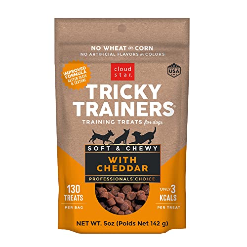 Cloud Star Tricky Trainers Soft & Chewy Dog Training Treats 5 oz Pouch, Cheddar Flavor, Low Calorie Behavior Aid with 130 treats