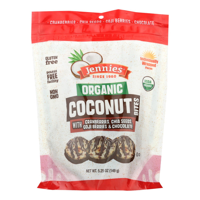 Jennies Coconut Bites - Organic - Cranberry Goji - Case Of 6 - 5.25 Oz.