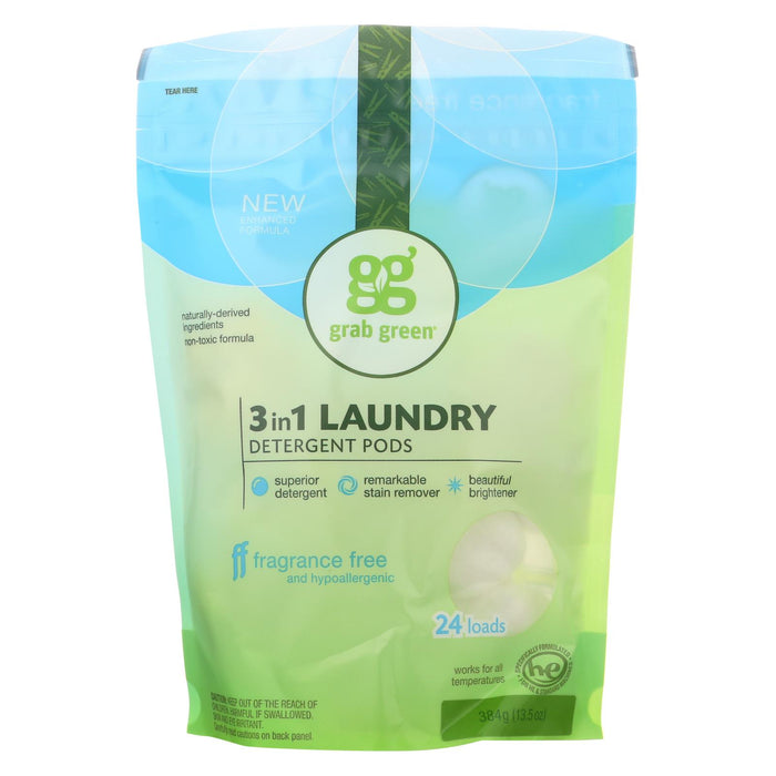 Grab Green Laundry Detergent - Fragrance Free - Case Of 6 - 24 Count