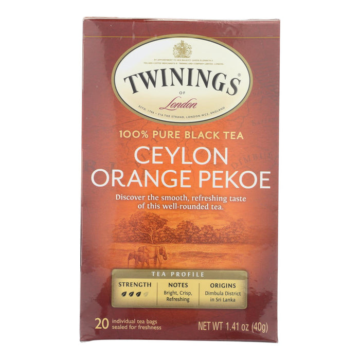 Twinings Tea Black Tea - Ceylon Orange Pekoe - Case Of 6 - 20 Bags.