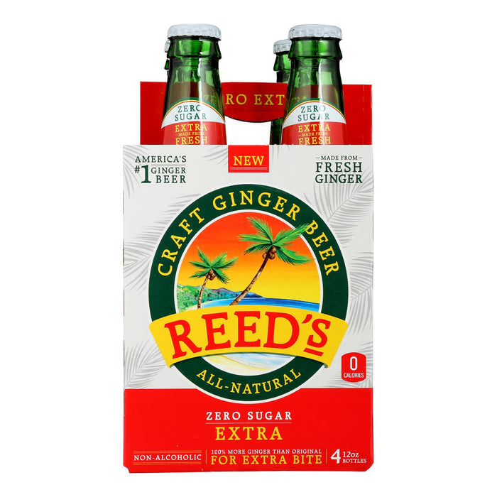 Reed's - Ginger Beer Extra 0 Sugar - Case Of 6 - 4/ 12 Fz
