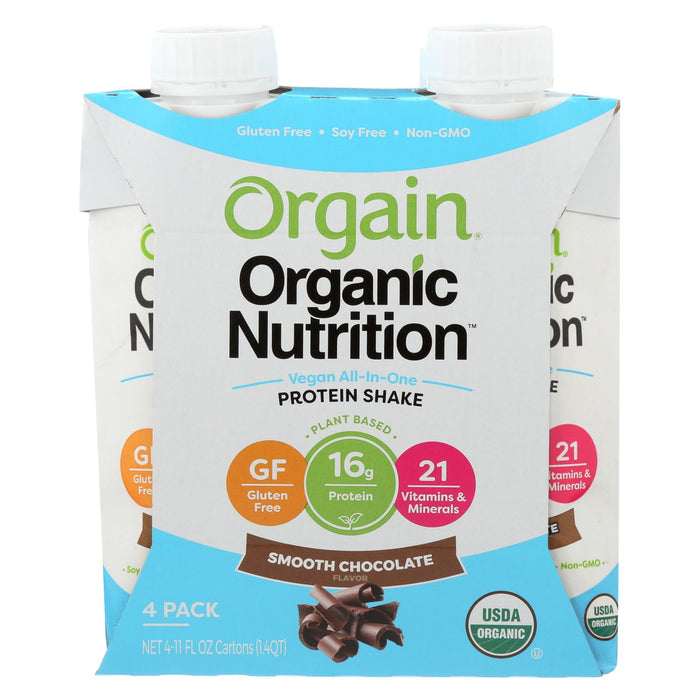 Orgain Organic Vegan Nutrition Shakes -Smooth Chocolate - Case Of 3 - 4/11 Fz