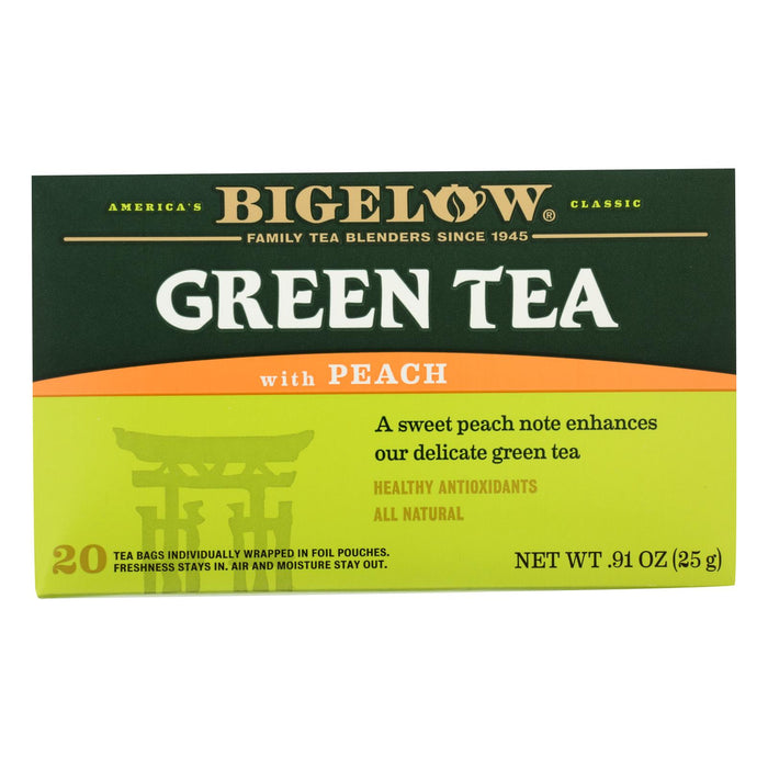 Bigelow Tea Green Tea - With Peach - Case Of 6 - 20 Bag.