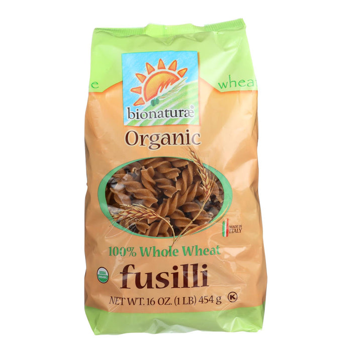 Bionaturae Pasta - Organic - 100 Percent Whole Wheat - Fusilli - 16 Oz - Case Of 12.