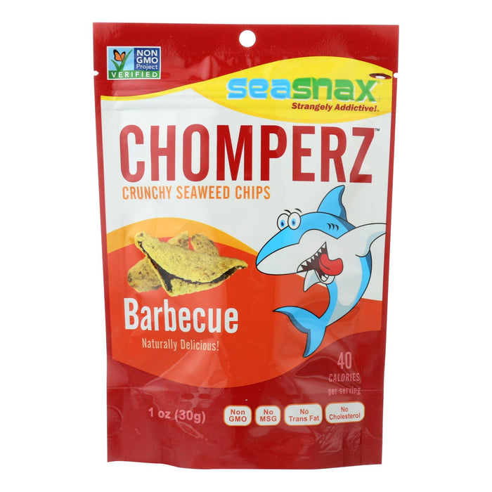 Seasnax Chomperz Crunchy Seaweed Chips -Barbecue - Case Of 8 - 1 Oz.