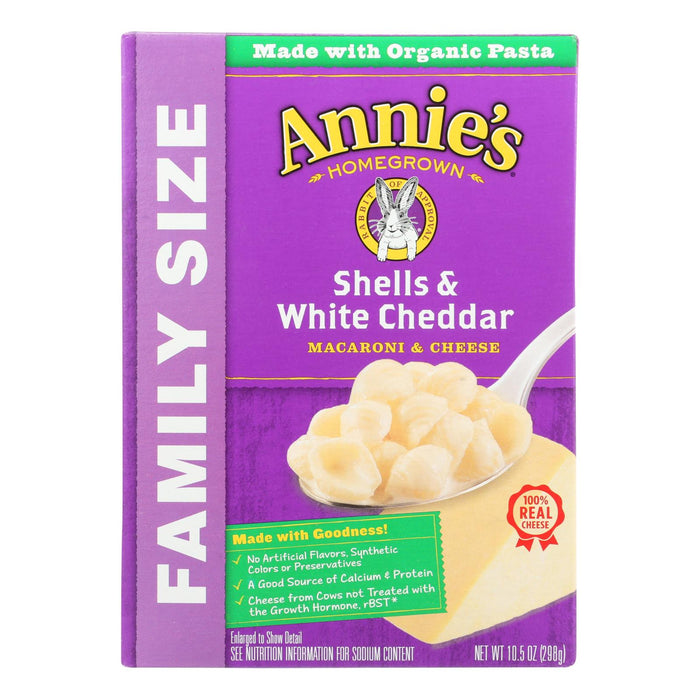 Annie's Homegrown Family Size Shells And White Cheddar Mac And Cheese - Case Of 6 -10.5 Oz.