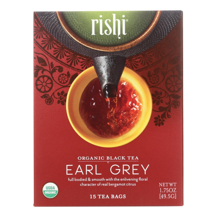 Rishi Organic Tea - Earl Grey - Case Of 6 - 15 Bags.