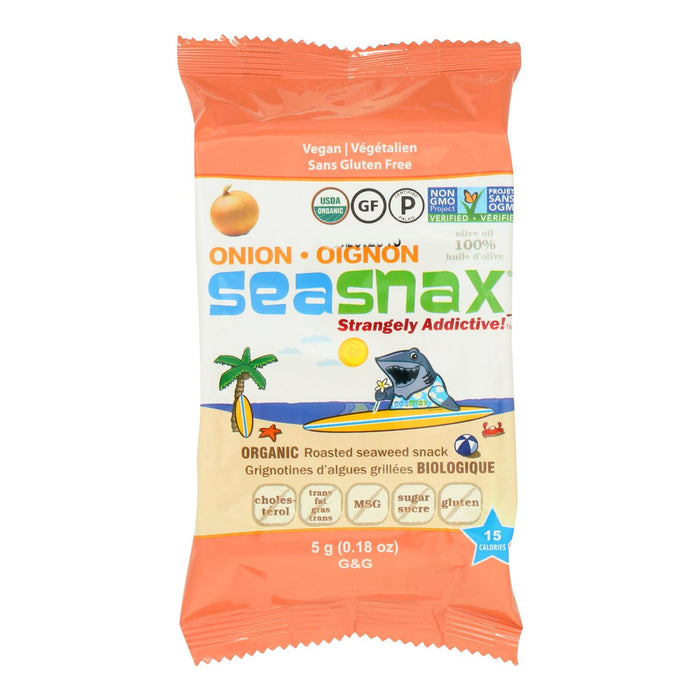 Seasnax Organic Premium Roasted Seaweed Snack - Toasty Onion - Case Of 24 - 0.18 Oz.