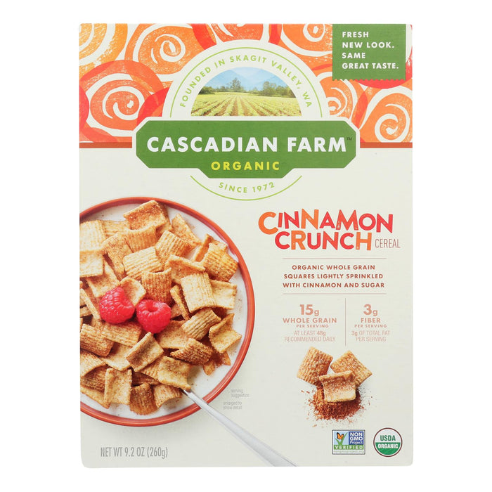 Cascadian Farm Organic Cereal -Cinnamon Crunch - Case Of 10 - 9.2 Oz