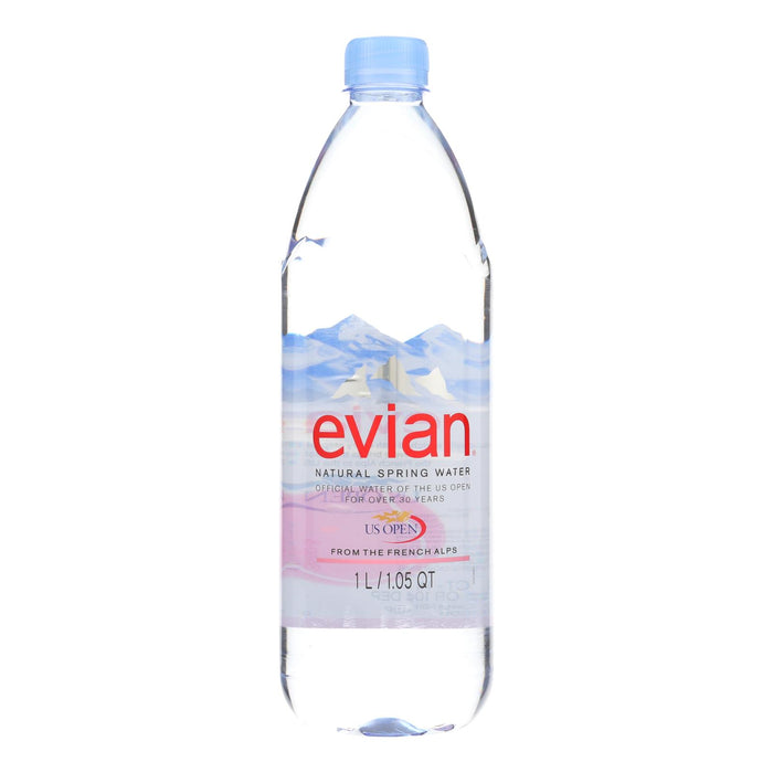 Evians Spring Water Bottled Water -Water - Case Of 12 - 33.8 Fl Oz.