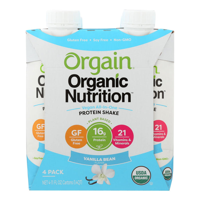 Orgain Organic Vegan Nutrition Shakes - Vanilla -Case Of 3 - 4/11 Fz