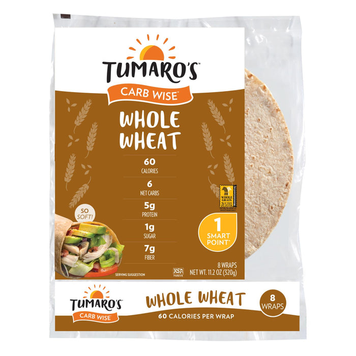 Tumaro's 8-inch Whole Wheat Carb Wise Wraps - Case Of 6 - 8 Ct.