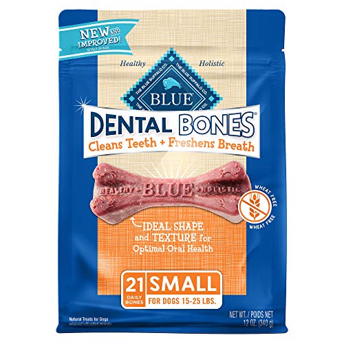Blue Buffalo Dental Bones Small Natural Dental Chew Dog Treats, (15-25 lbs) 12-oz Bag