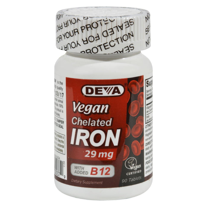 Deva Vegan Vitamins - Chelated Iron - 29 Mg - 90 Tablets.