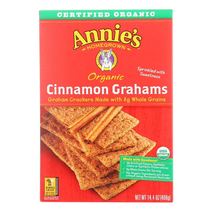 Annie's Homegrown Organic Cinnamon Graham Crackers - Case Of 12 - 14.4 Oz