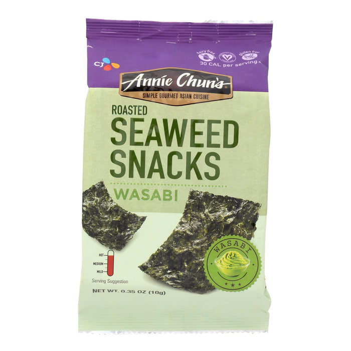 Annie Chun's Seaweed Snacks Roasted Wasabi - Case Of 12 -0.35 Oz.