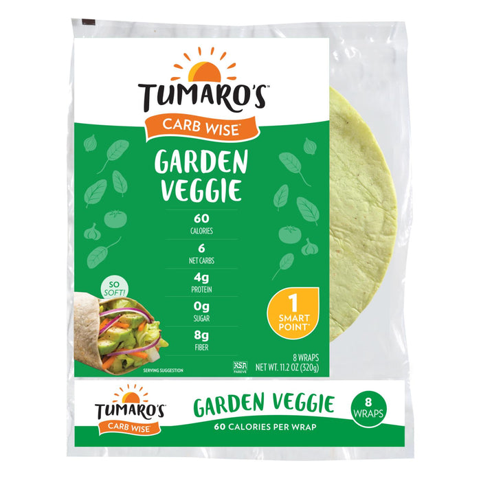 Tumaro's 8-inch Garden Veggie Carb Wise Wraps - Case Of 6 - 8 Ct.