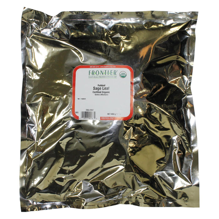 Frontier Herb Sage Leaf Organic Rubbed - Single Bulk Item - 1lb.