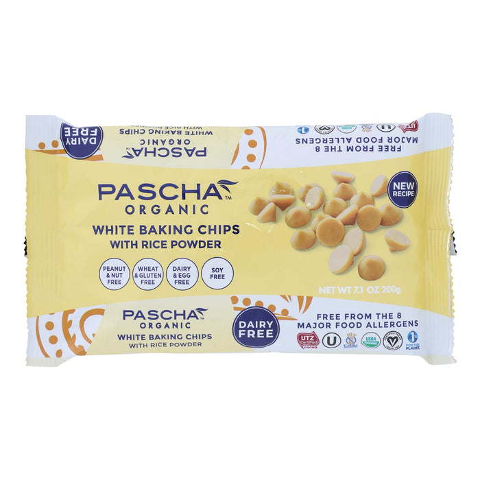 Pascha Organic Rice Milk Chocolate Baking Chips - White Chocolate - Case Of 8 - 7 Oz.