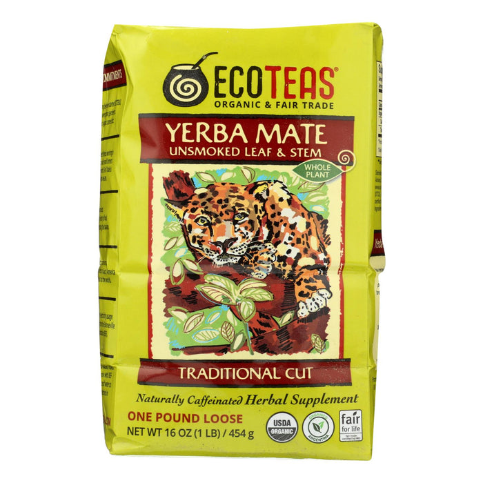 Ecoteas Organic Loose Yerba Mate - Traditional Cut - Case Of 6 - 1 Lb