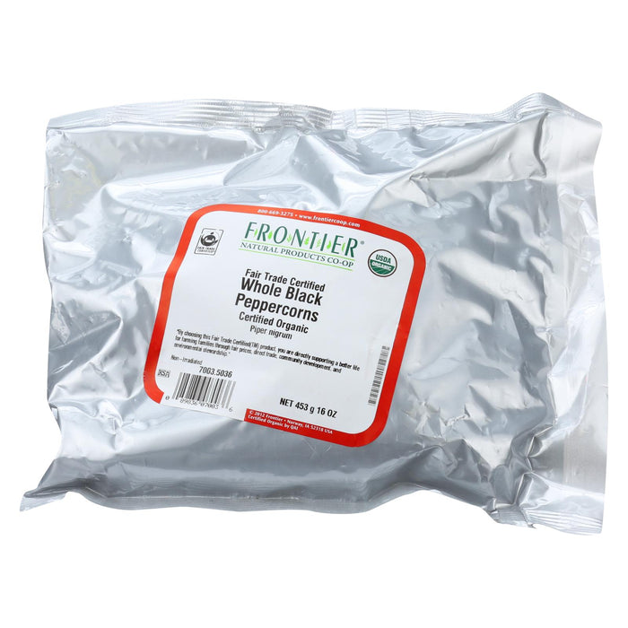 Frontier Herb Peppercorns Organic Fair Trade Certified Whole Black - Single Bulk Item - 1lb.