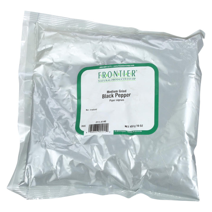 Frontier Herb Pepper Black Medium Grind Dustless 30 Mesh - Single Bulk Item - 1lb.