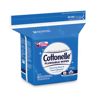 cottonelle Fresh Care Flushable Cleansing Cloths, 1-Ply, 5 x 7.25, White, 168/Pack