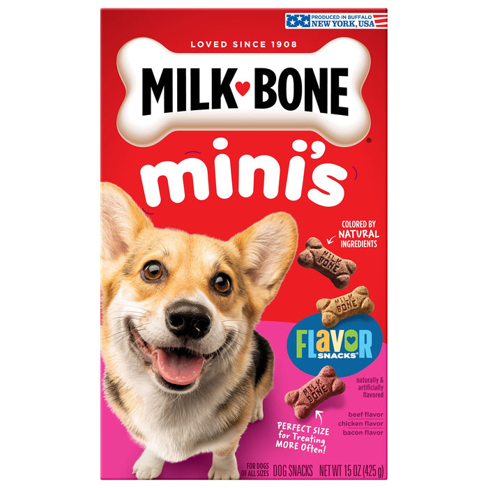 Milk-Bone Mini's Flavor Snacks Dog Treats, 15 Ounce (Pack of 6)