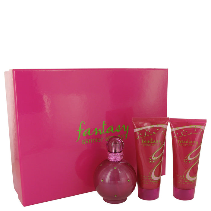 Fantasy by Britney Spears Gift Set --3.3 oz Eau De Parfum Spray + 3.3 oz Body Souffle + 3.3 oz Shower Gel for Women