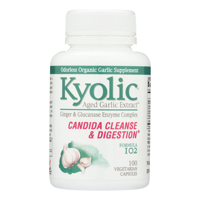 Kyolic - Aged Garlic Extract Candida Cleanse And Digestion Formula 102 -100 Vegetarian Capsules