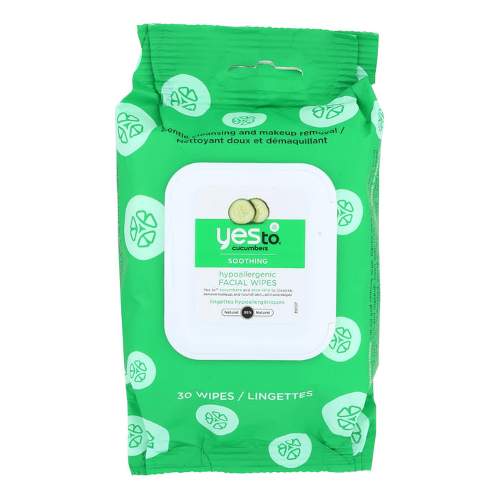Yes To Cucumbers Facial Towelettes -Soothing - Hypoallergenic - 30 Count - Case Of 3