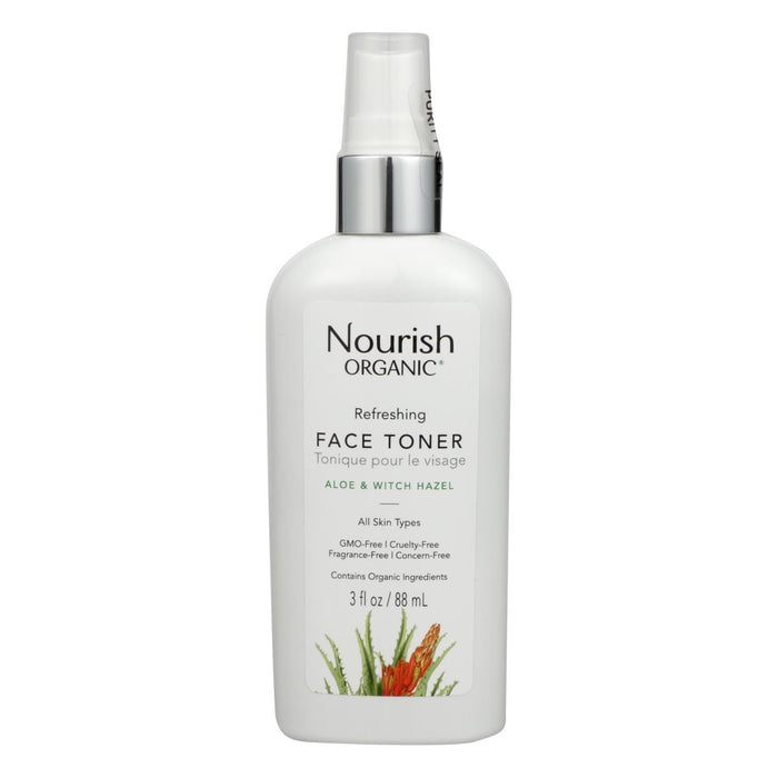 Nourish Organic Face Toner - Refreshing And Balancing - Rosewater And Witch Hazel - 3 Oz