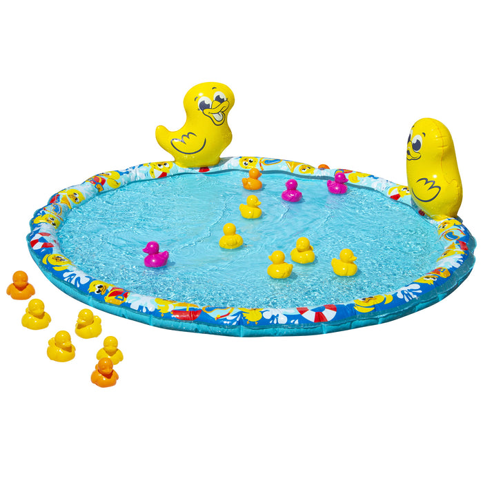 Banzai Jr. Duck Duck Splash 48" Outdoor Summer Water Play Mat, Ages 18 months