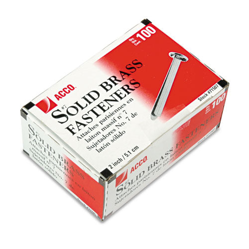 ACCO Brass Paper Fasteners, 1-1/2", Plated, 1 Box, 100 Fasteners/Box (71712)
