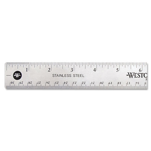 Stainless Steel Office Ruler With Non Slip Cork Base, Standard/metric, 12" Long