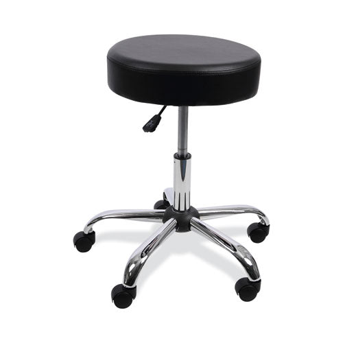 Height Adjustable Lab Stool, Backless, Supports Up To 275 Lb, 19.69" To 24.80" Seat Height, Black Seat, Chrome Base